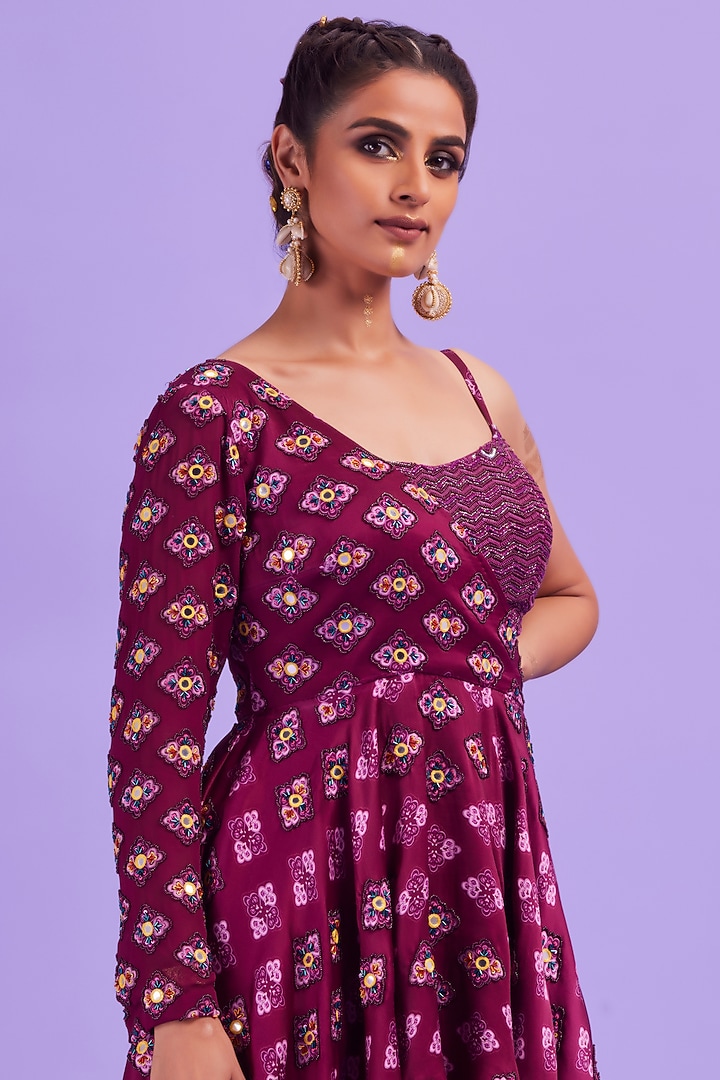 Purple Cotton Silk & Georgette Gharara Set by DiyaRajvvir at Pernia's Pop Up Shop