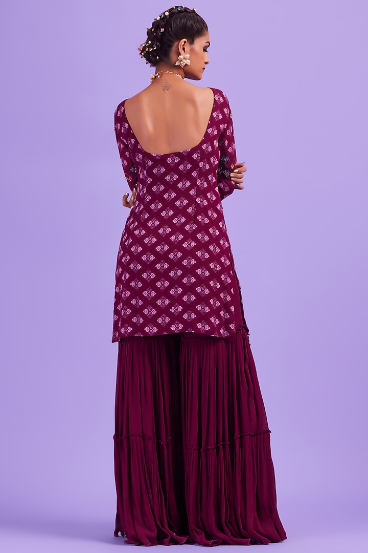Purple Georgette Gharara Set by DiyaRajvvir at Pernia's Pop Up Shop