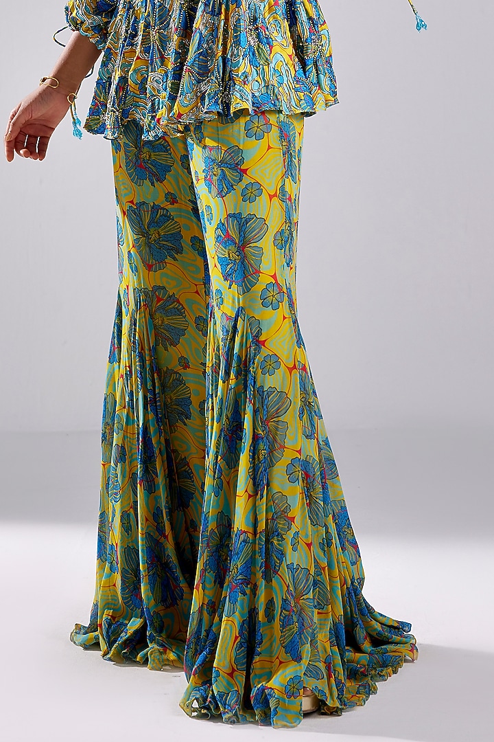 Blue Modal & Georgette Printed Co-Ord Set by DiyaRajvvir at Pernia's Pop Up Shop