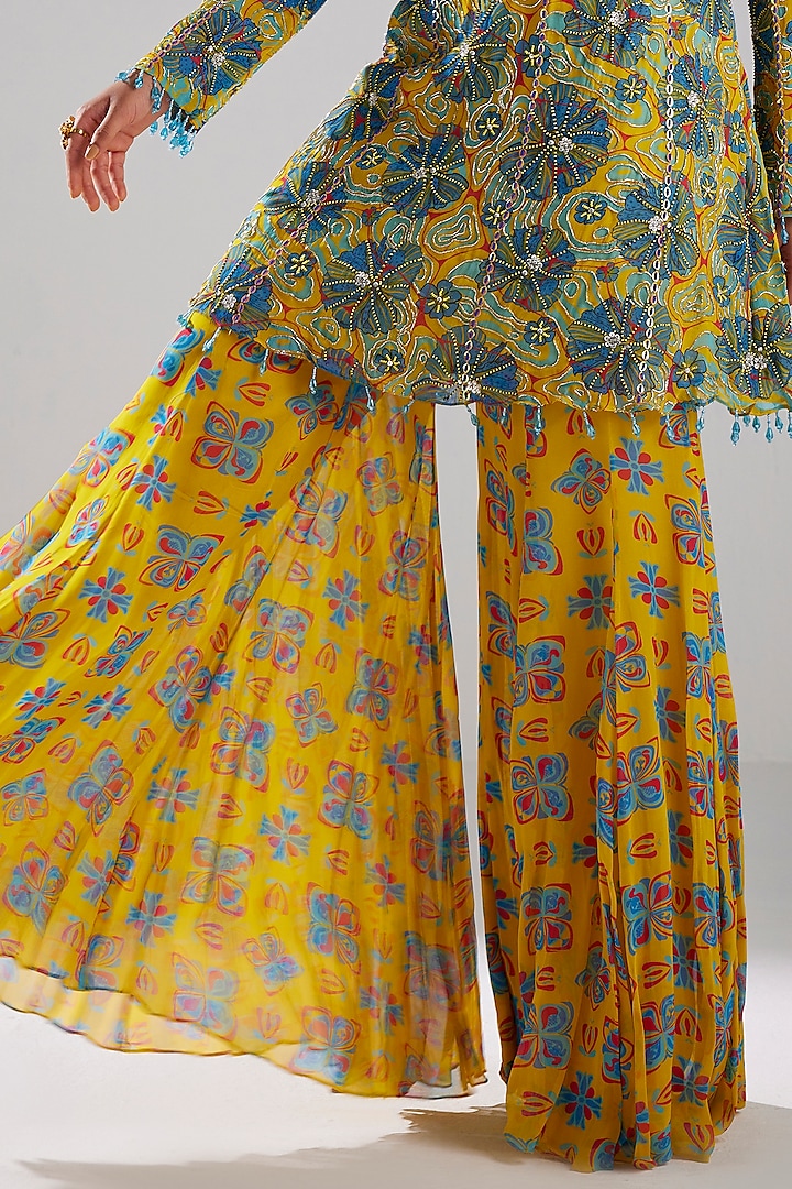 Blue Georgette Printed A-Line Kurta Set by DiyaRajvvir at Pernia's Pop Up Shop