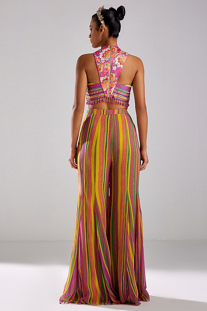 Fuchsia Pink Modal & Georgette Printed Co-Ord Set by DiyaRajvvir at Pernia's Pop Up Shop