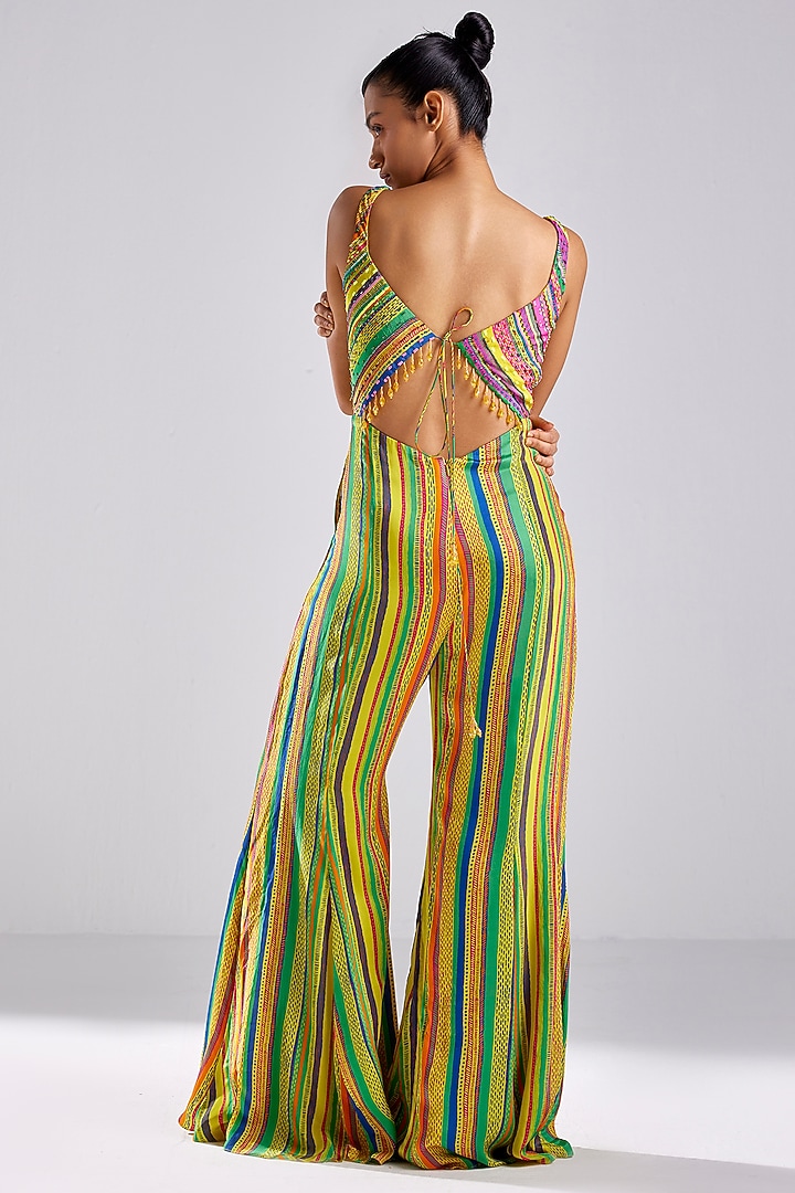 Yellow Crepe Printed Jumpsuit by DiyaRajvvir at Pernia's Pop Up Shop