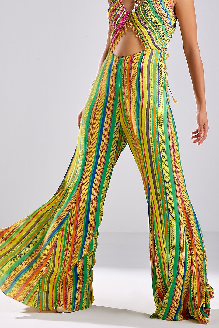 Yellow Crepe Printed Jumpsuit by DiyaRajvvir at Pernia's Pop Up Shop