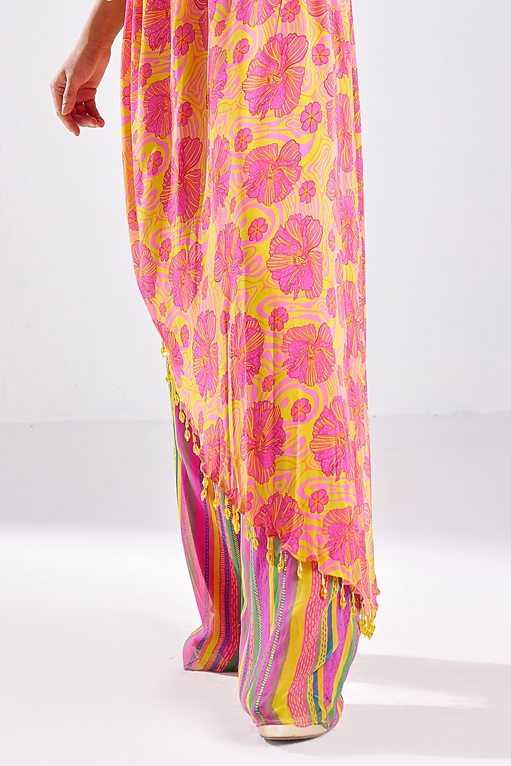 Pink Crepe & Georgette Printed Kaftan Set by DiyaRajvvir at Pernia's Pop Up Shop