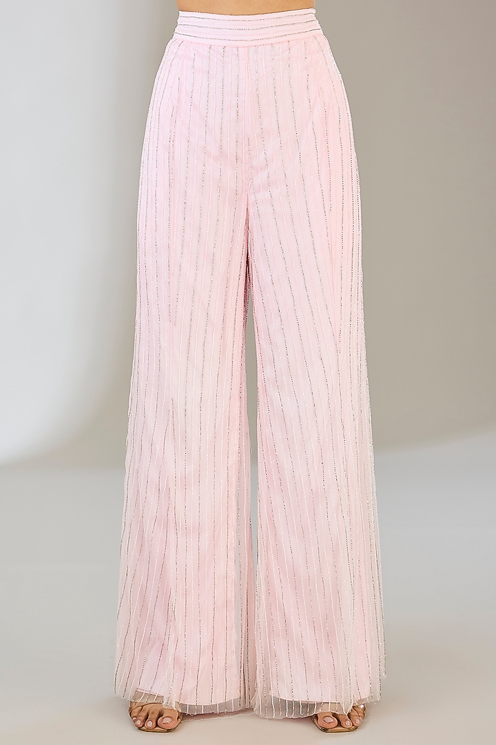 Blush Pink Tulle Cutdana Embroidered Jacket Set by DiyaRajvvir at Pernia's Pop Up Shop