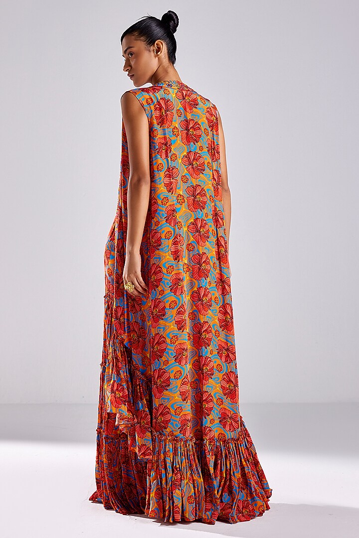 Rust Modal & Crepe Printed Gharara Set by DiyaRajvvir at Pernia's Pop Up Shop