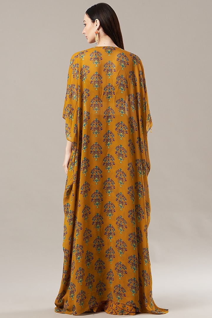 Yellow Printed Cape Set by DiyaRajvvir at Pernia's Pop Up Shop
