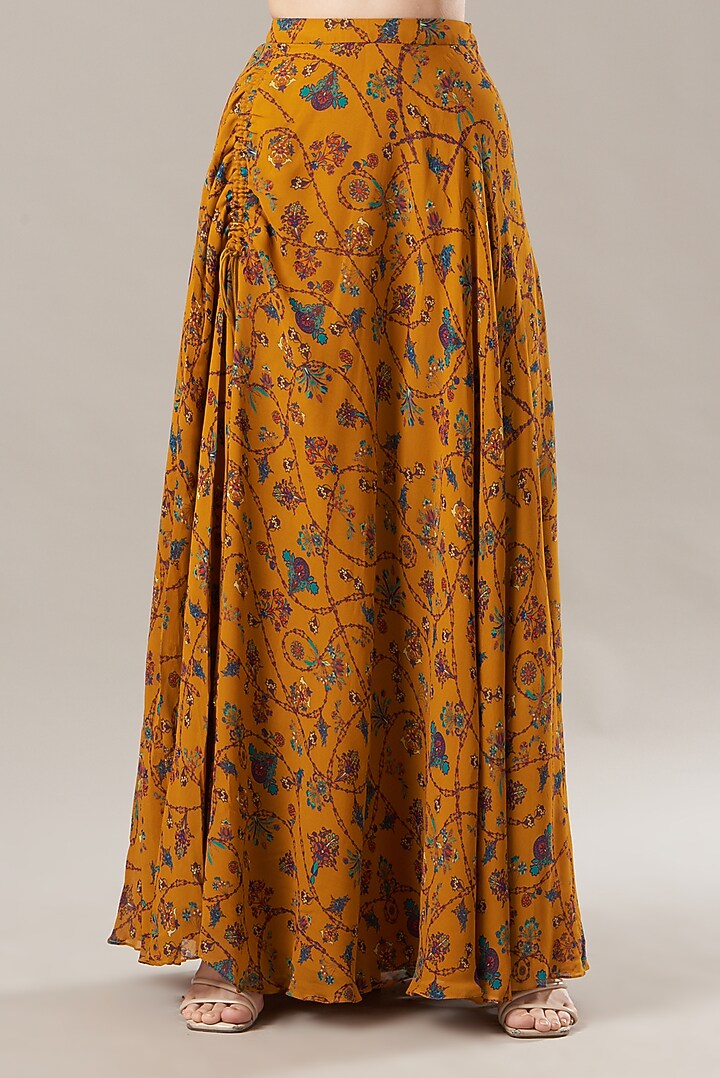 Yellow Printed Cape Set by DiyaRajvvir at Pernia's Pop Up Shop