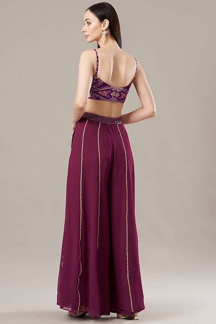 Purple Georgette Wedding Sharara Set by DiyaRajvvir at Pernia's Pop Up Shop
