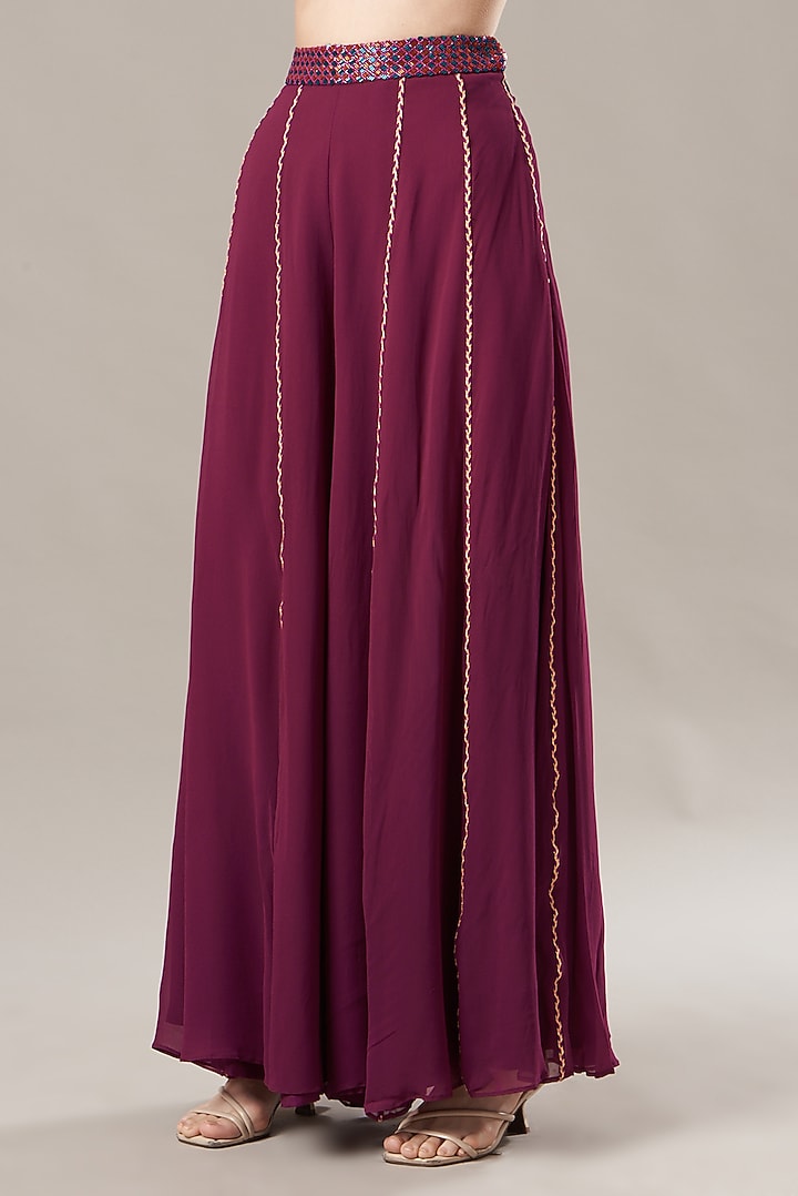 Purple Georgette Wedding Sharara Set by DiyaRajvvir at Pernia's Pop Up Shop
