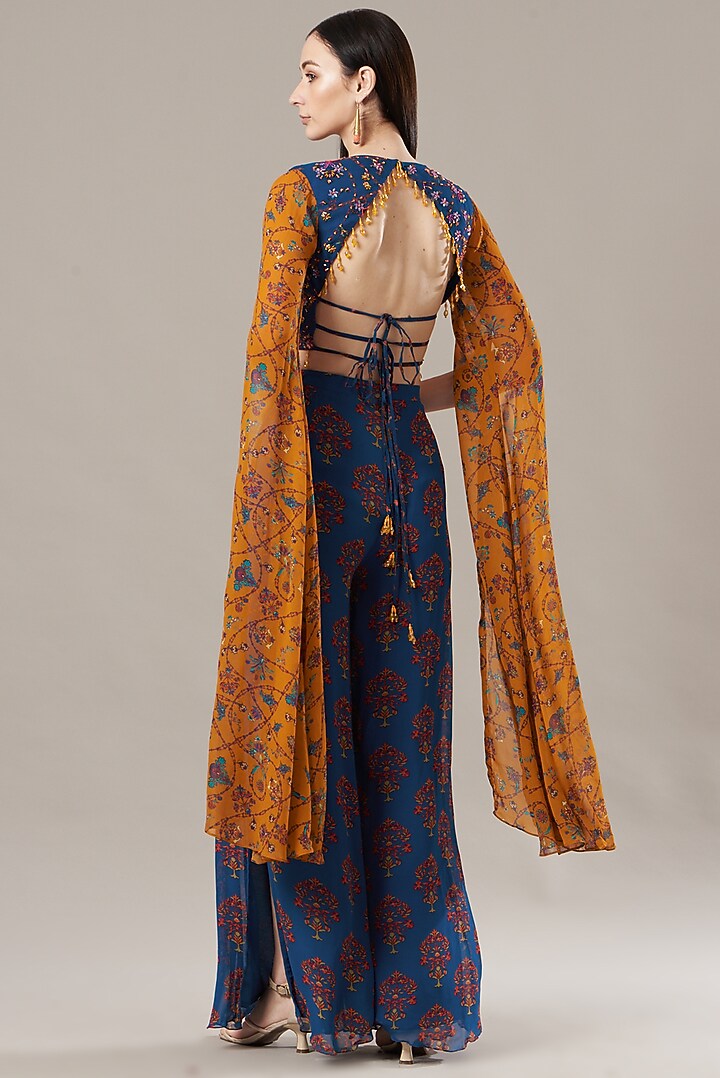 Cobalt Blue Printed Pant Set by DiyaRajvvir at Pernia's Pop Up Shop