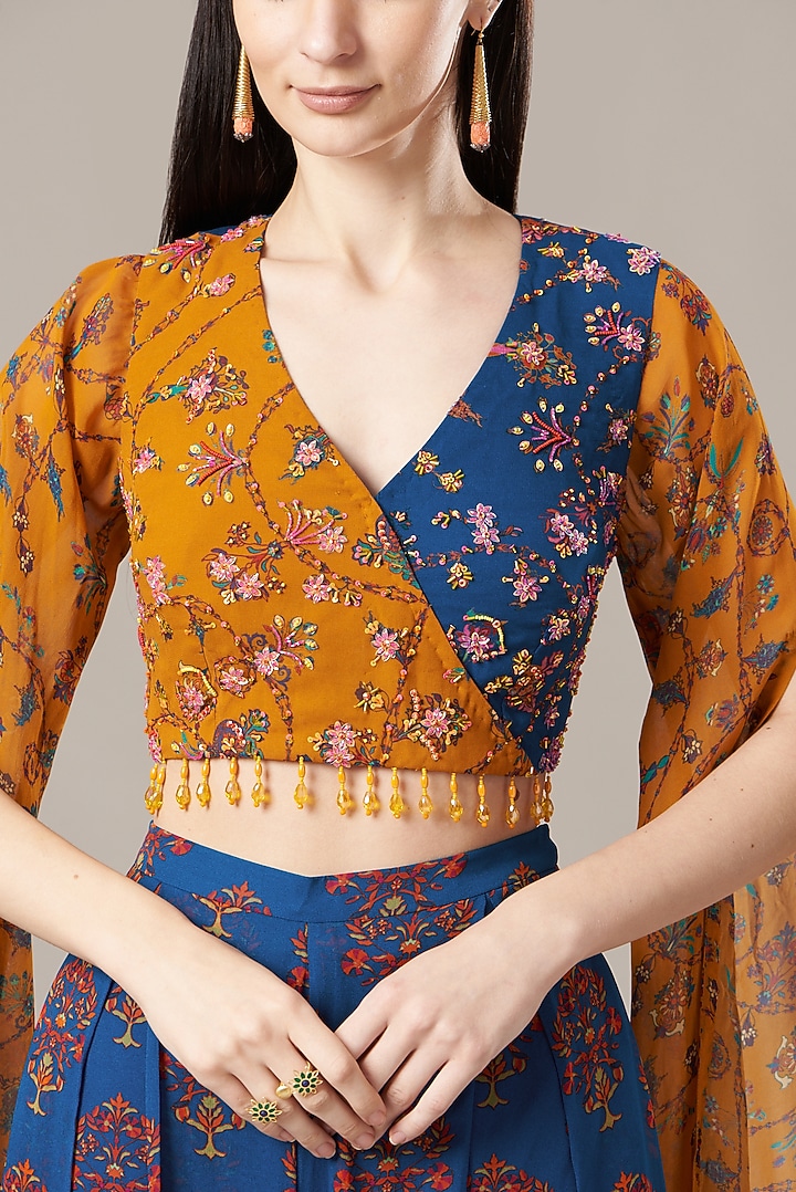 Cobalt Blue Printed Pant Set by DiyaRajvvir at Pernia's Pop Up Shop