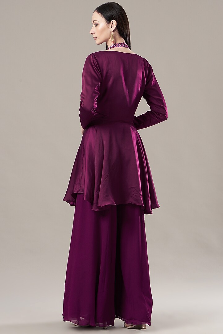 Purple Georgette Wedding Sharara Set by DiyaRajvvir at Pernia's Pop Up Shop