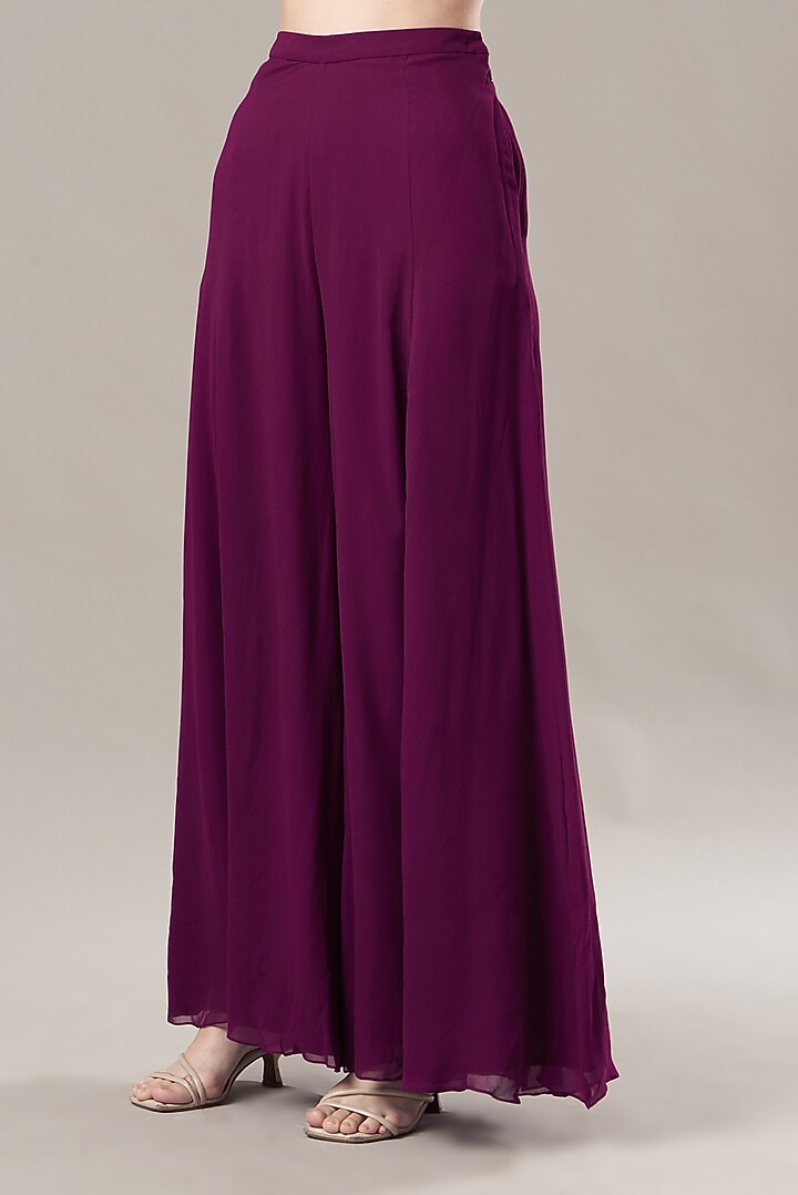 Purple Georgette Wedding Sharara Set by DiyaRajvvir at Pernia's Pop Up Shop