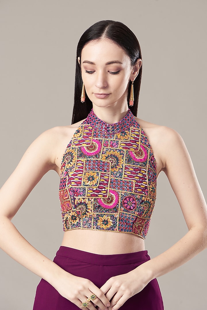 Purple Georgette Wedding Sharara Set by DiyaRajvvir at Pernia's Pop Up Shop
