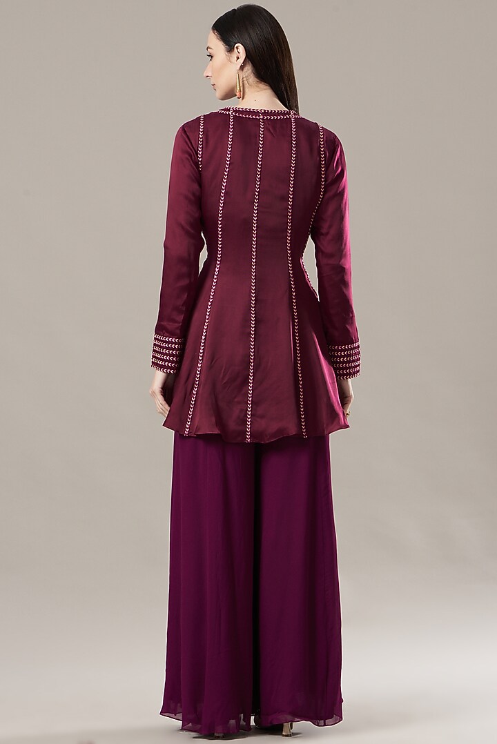Purple Embroidered Jacket Set by DiyaRajvvir at Pernia's Pop Up Shop
