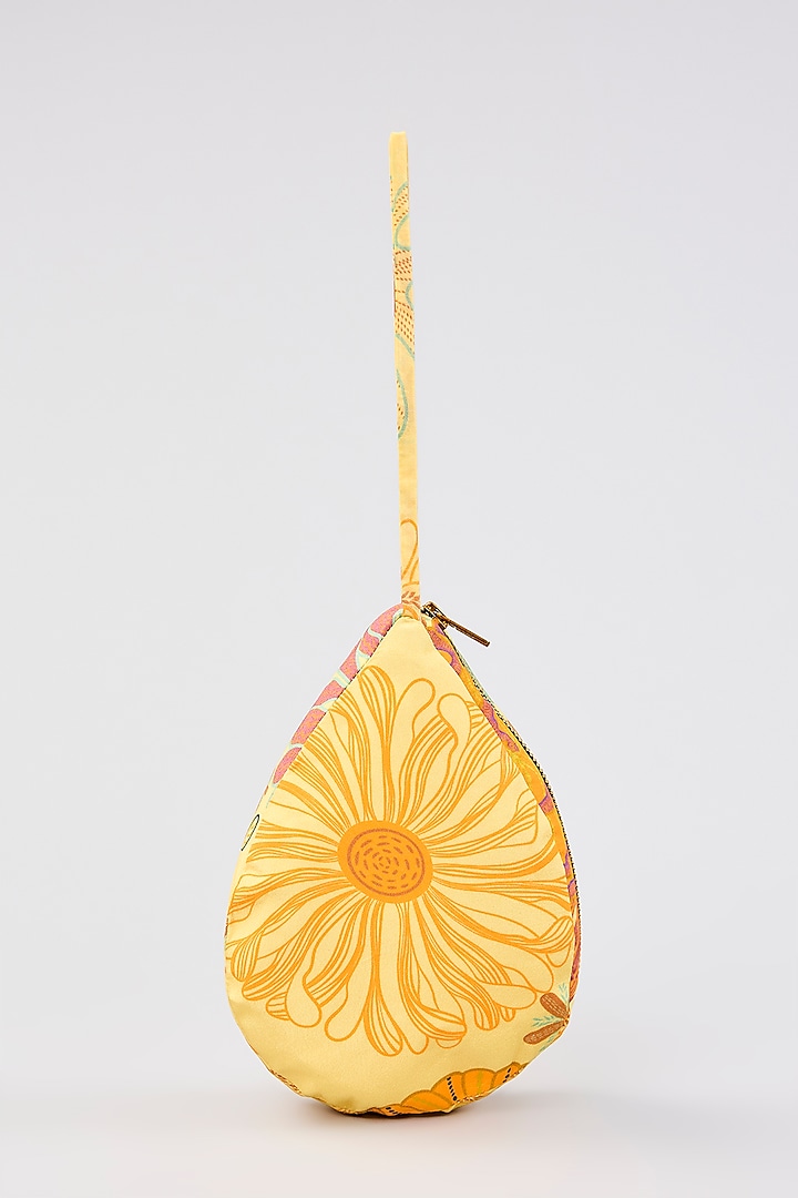 Yellow Crepe Printed Potli Bag by DiyaRajvvir at Pernia's Pop Up Shop