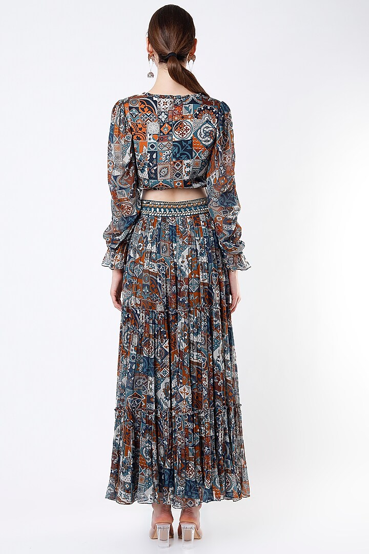 Multi-Colored Printed Skirt Set by DiyaRajvvir at Pernia's Pop Up Shop