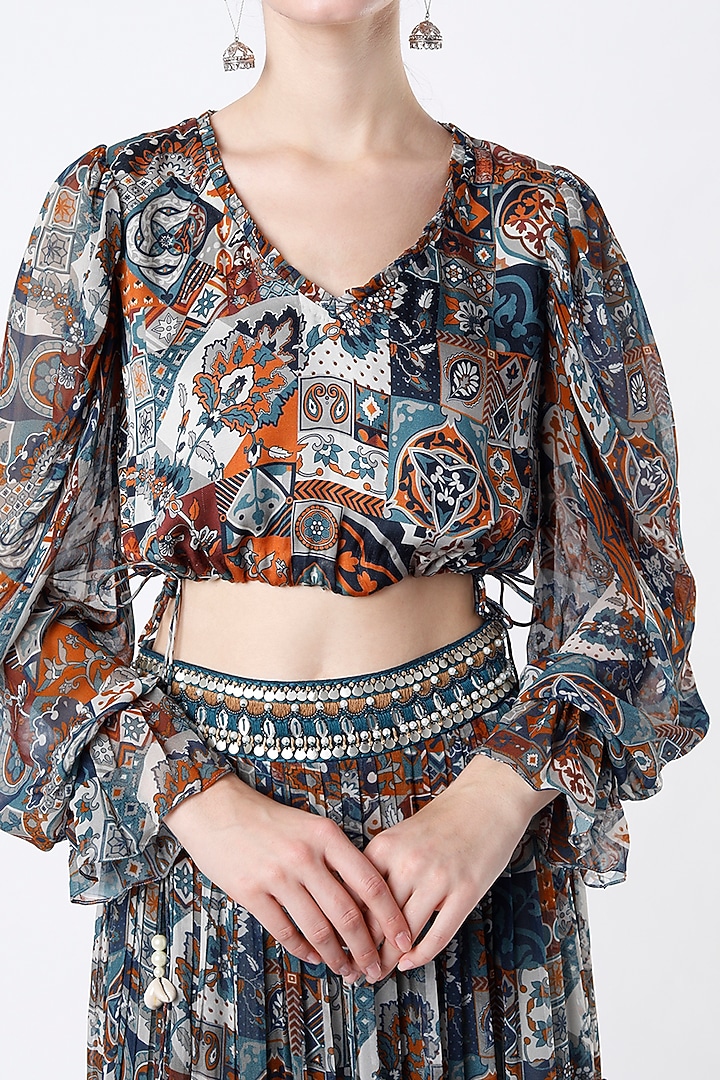 Multi-Colored Printed Skirt Set by DiyaRajvvir at Pernia's Pop Up Shop