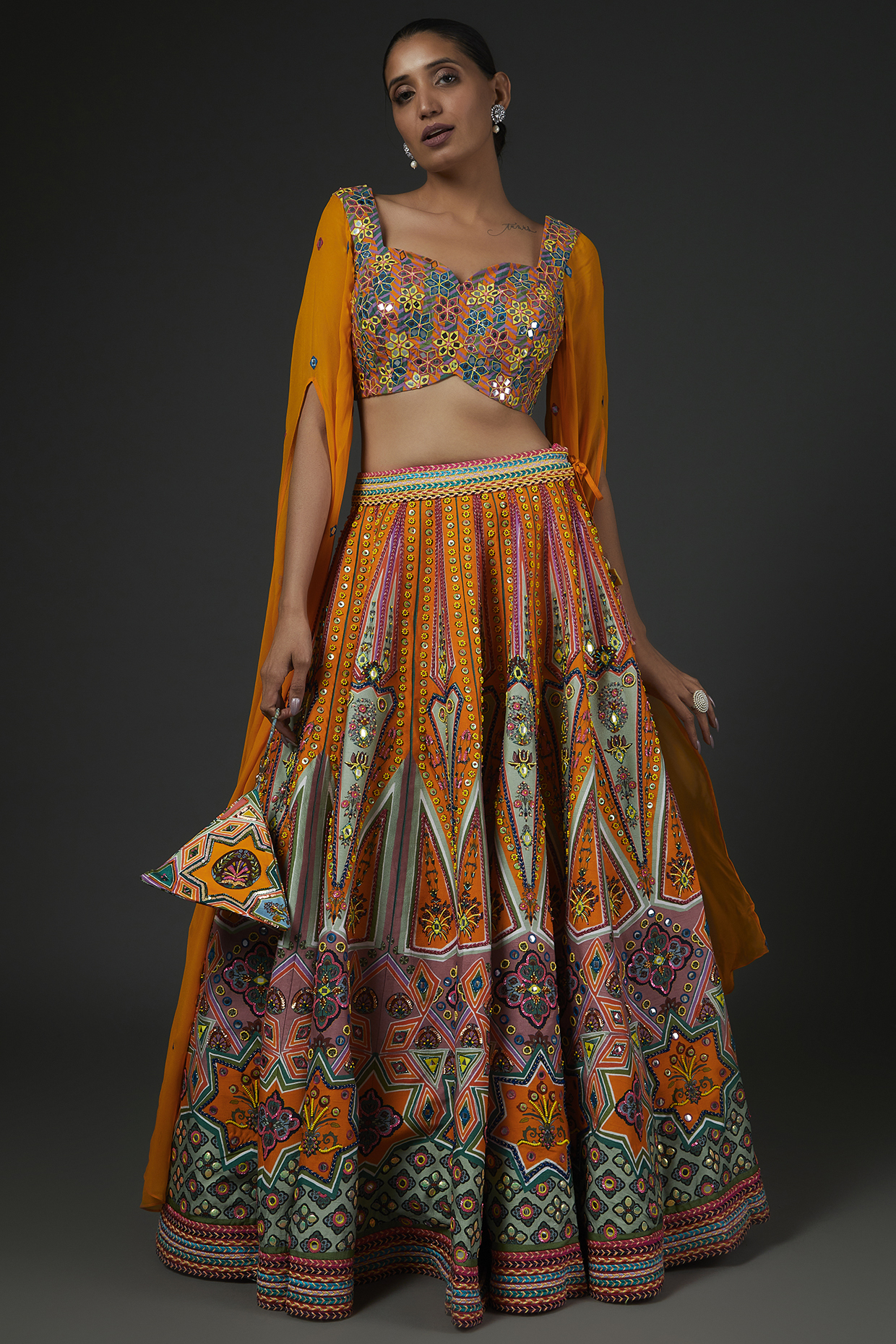 Yellow & Green Digital Printed Wedding Lehenga Set by DiyaRajvvir at Pernia's Pop Up Shop