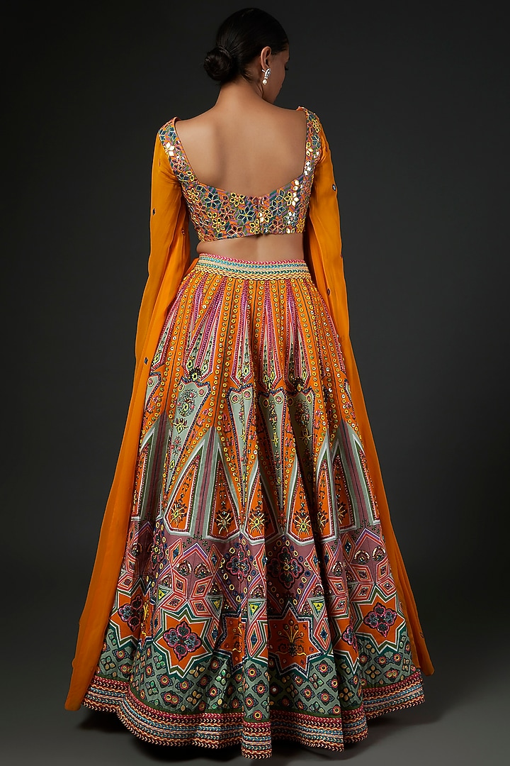 Yellow & Green Digital Printed Wedding Lehenga Set by DiyaRajvvir at Pernia's Pop Up Shop