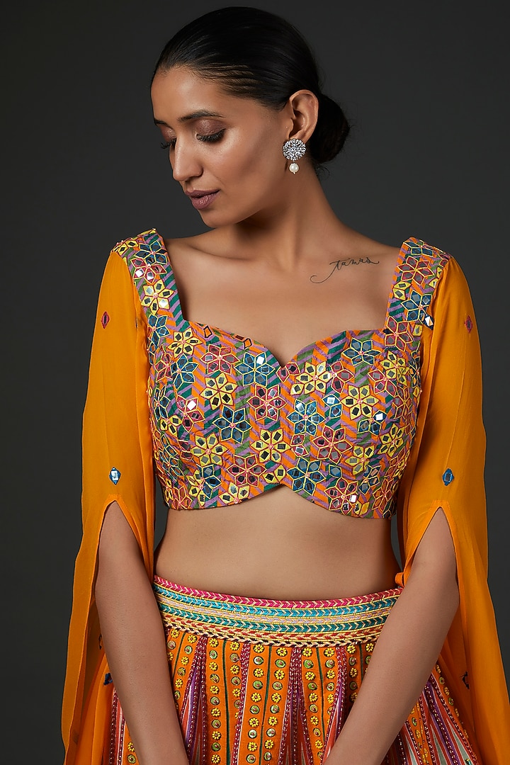 Yellow & Green Digital Printed Wedding Lehenga Set by DiyaRajvvir at Pernia's Pop Up Shop