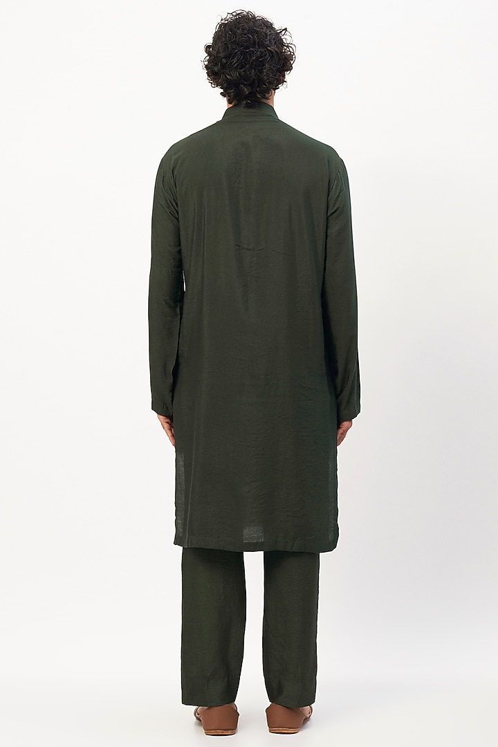 Green Cotton Silk Thread Embroidered Nehru Jacket Set by DiyaRajvvir Men at Pernia's Pop Up Shop