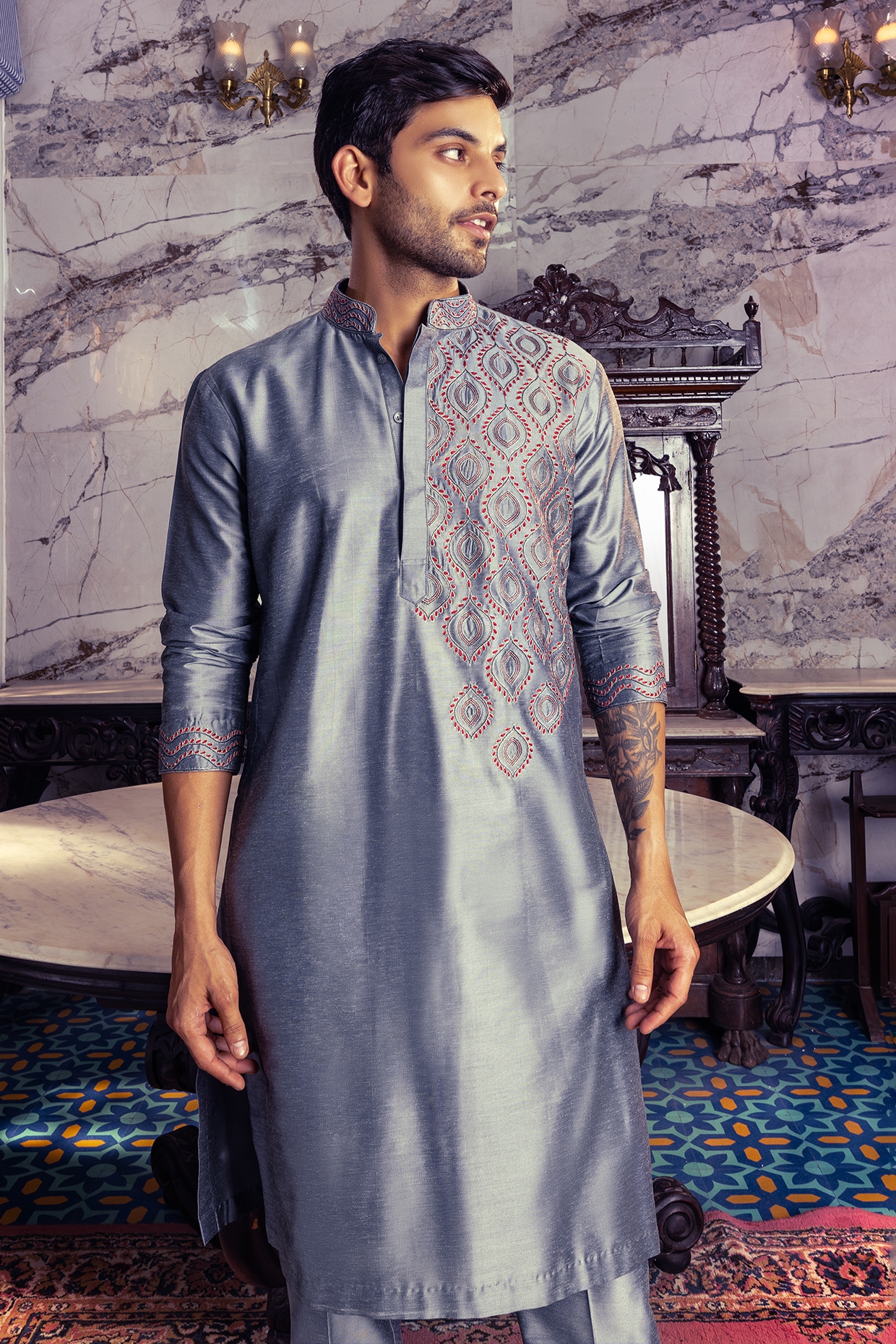 Gray kurta design sale