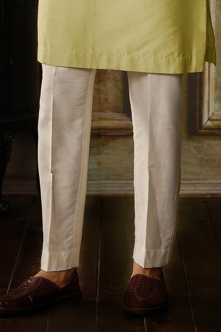 Mint Green Cotton Silk Geometrical Embroidered Kurta Set by DiyaRajvvir Men at Pernia's Pop Up Shop