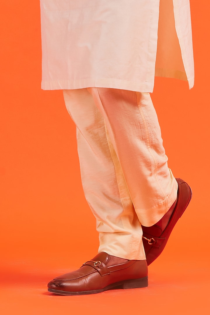 Yellow Cotton & Cotton Silk Embroidered Kurta Set by DiyaRajvvir Men at Pernia's Pop Up Shop