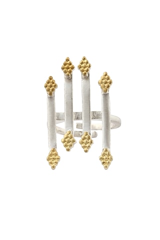 Gold Plated Silver Finish Handcrafted "Achala" Ring by Dvibhumi