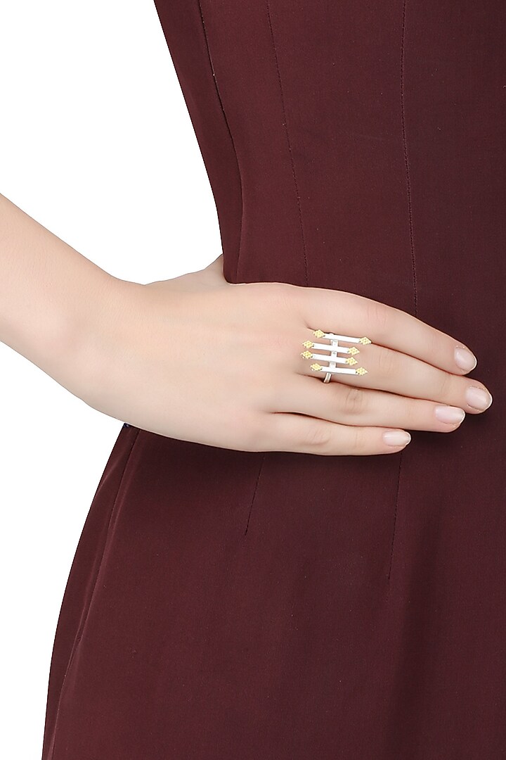 Dvibhumi presents Gold plated silver finish handcrafted "Achala" ring available only at Pernia's Pop Up Shop.