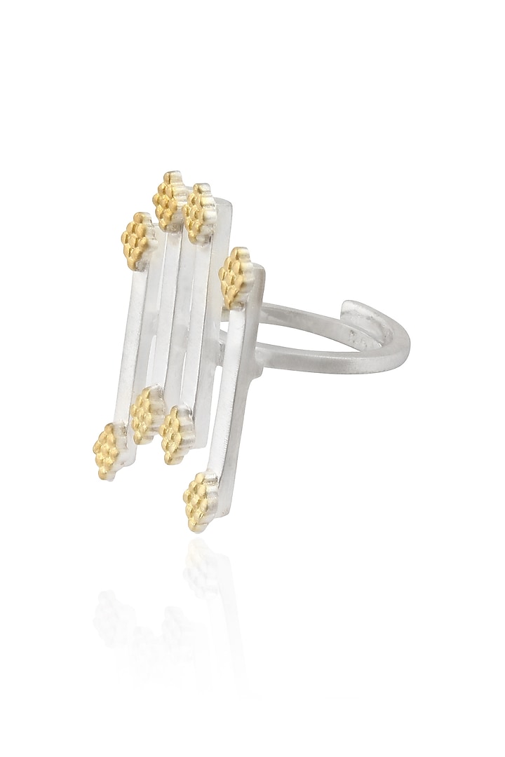 Dvibhumi presents Gold plated silver finish handcrafted "Achala" ring available only at Pernia's Pop Up Shop.