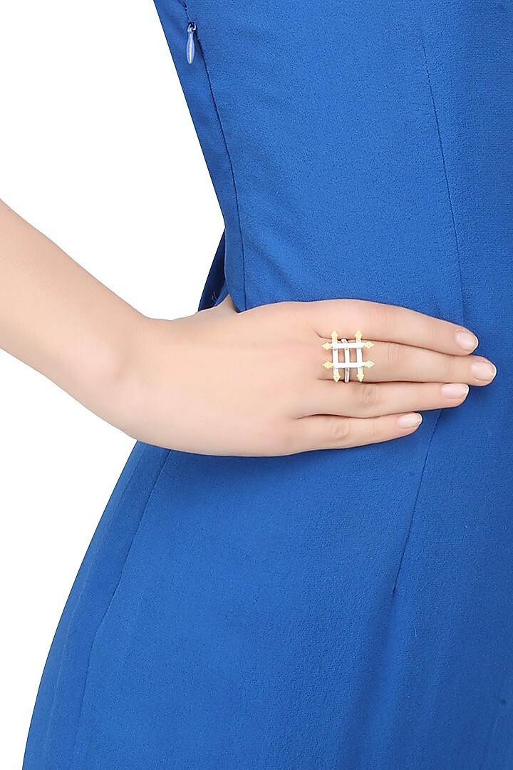 Dvibhumi presents Gold plated silver finish handcrafted "Khunti" ring available only at Pernia's Pop Up Shop.