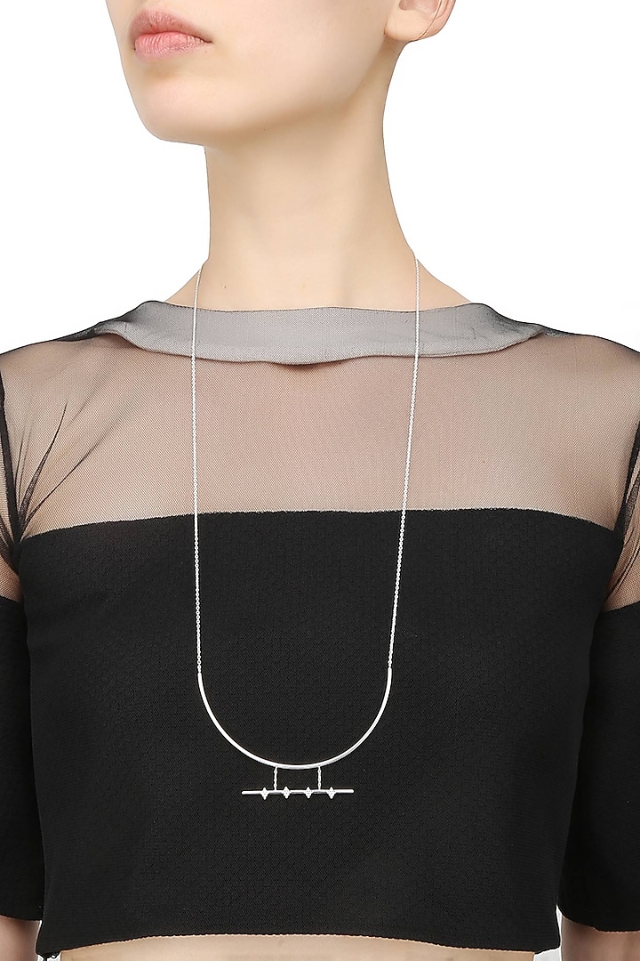 Dvibhumi presents Silver finish handcrafted " Manka" necklace available only at Pernia's Pop Up Shop.