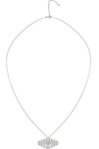 Silver Finish " Teevra" Vertical Bar Pendant Drop Long Necklace by Dvibhumi