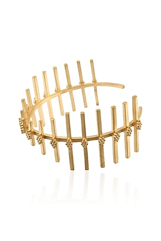 Gold Plated Antique Finish Handcrafted " Meyttu" Adjustable Cuff Bracelet by Dvibhumi