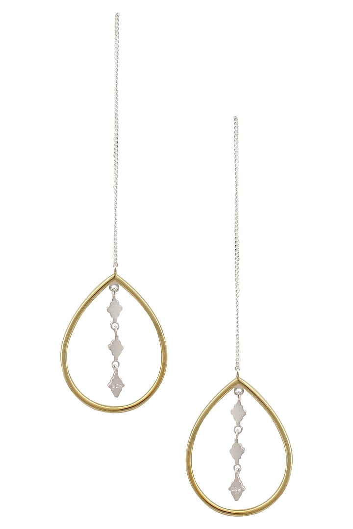Gold Plated Handcrafted Tear Drop "Tabli" Thread Earrings by Dvibhumi