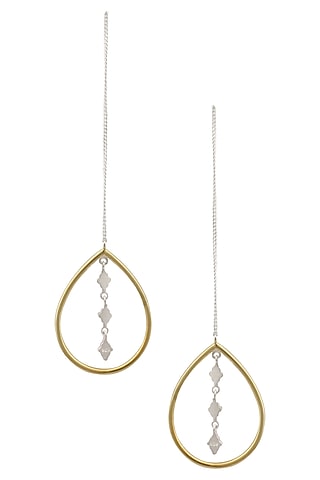 Gold Plated Handcrafted Tear Drop "Tabli" Thread Earrings by Dvibhumi