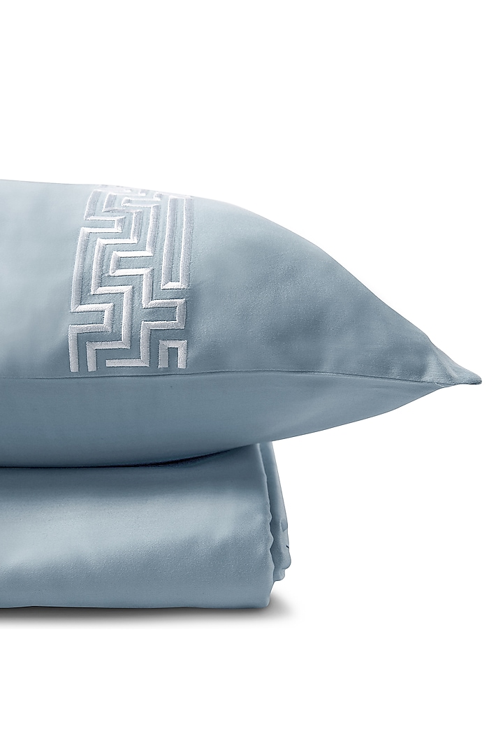 Powder Blue Cotton Bedsheet Set by Veda Homes