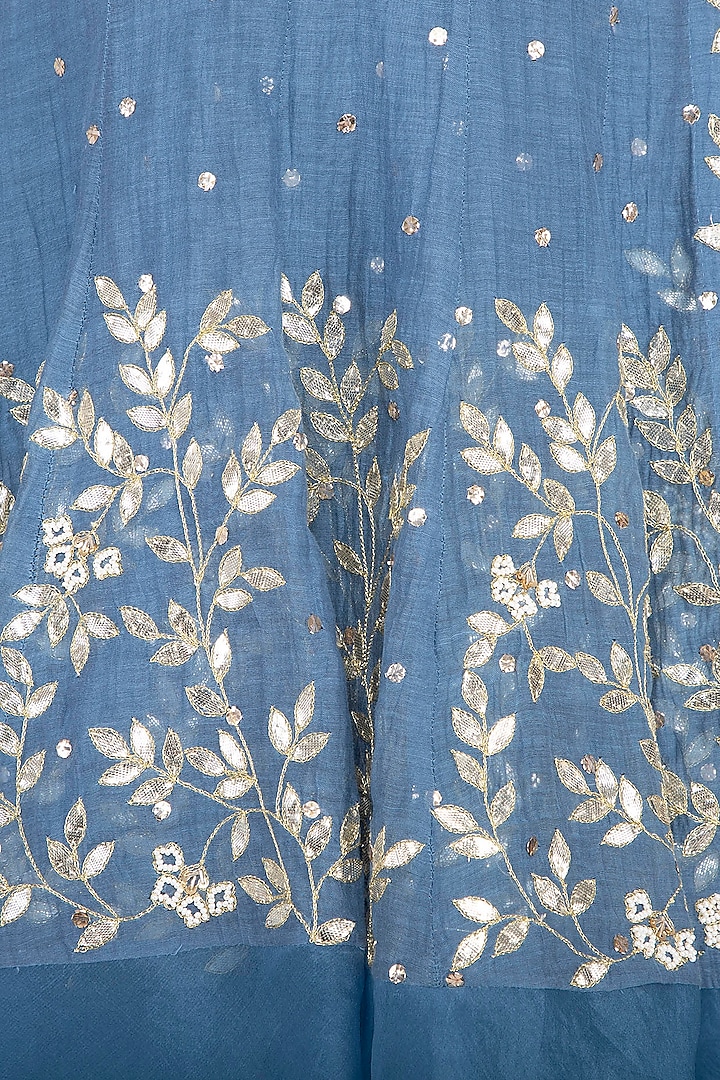 Blue Embroidered Bridal Sharara Set by Devnaagri at Pernia's Pop Up Shop