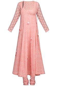 Pink Embroidered Angrakha Kurta Set Design by Devnaagri at Pernia's Pop ...