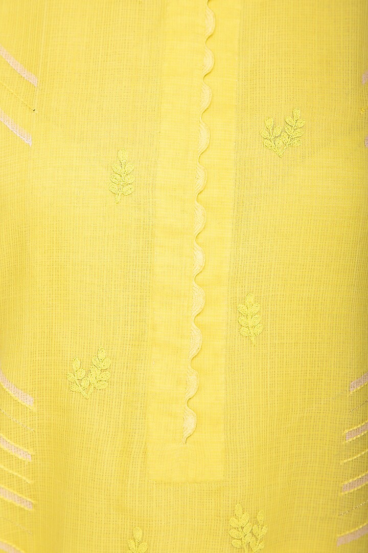 Peach & Yellow Stripe Block Printed Kurta