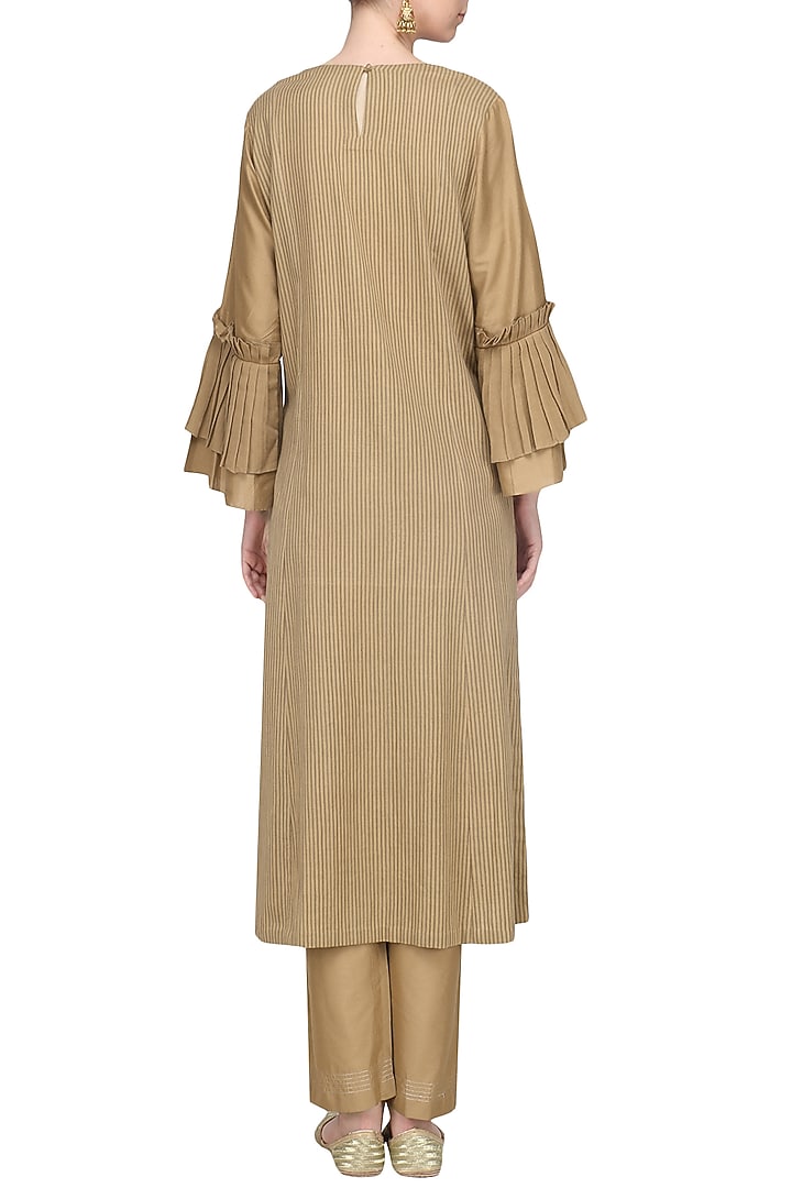 Brown patra embellished kurta set available only at Pernia's Pop Up Shop.