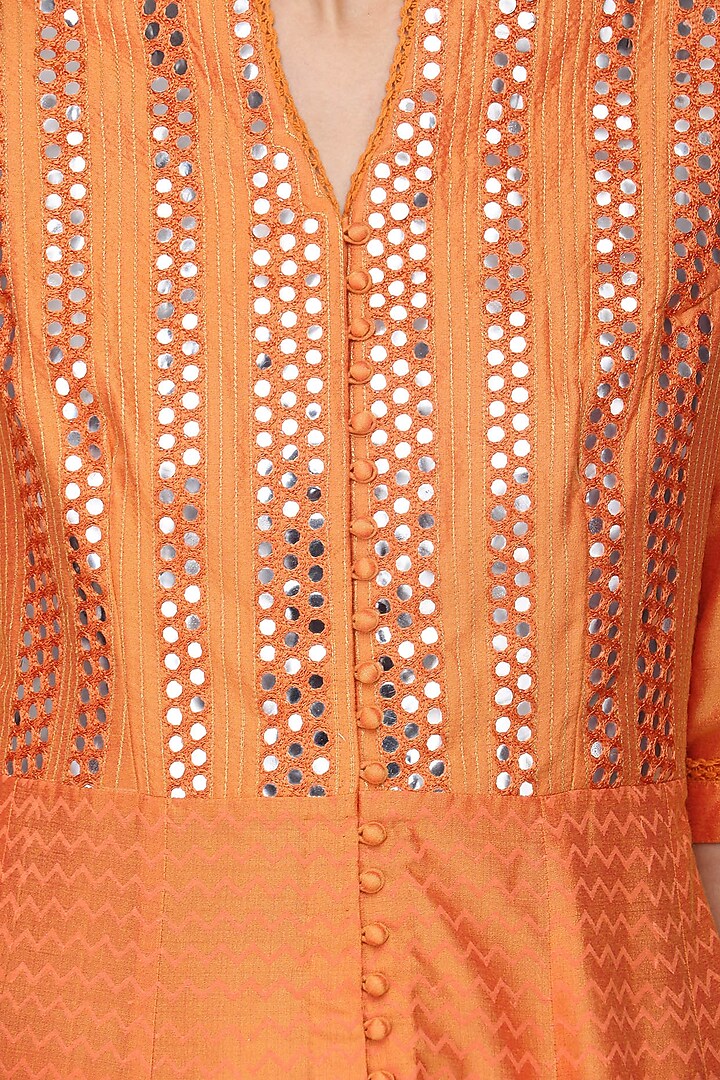 Orange patra embroidered anarkali set available only at Pernia's Pop Up Shop.