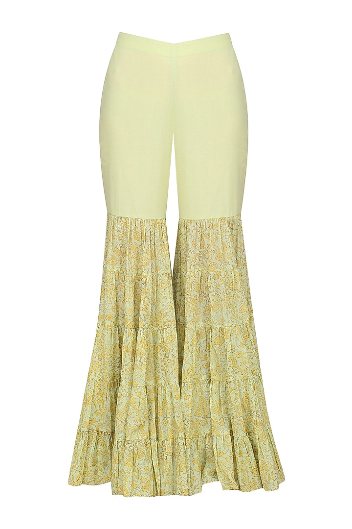 Moss green embroidered anarkali with sharara pants set available only at Pernia's Pop Up Shop.