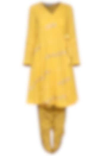 Yellow embroidered kurta set available only at Pernia's Pop Up Shop.