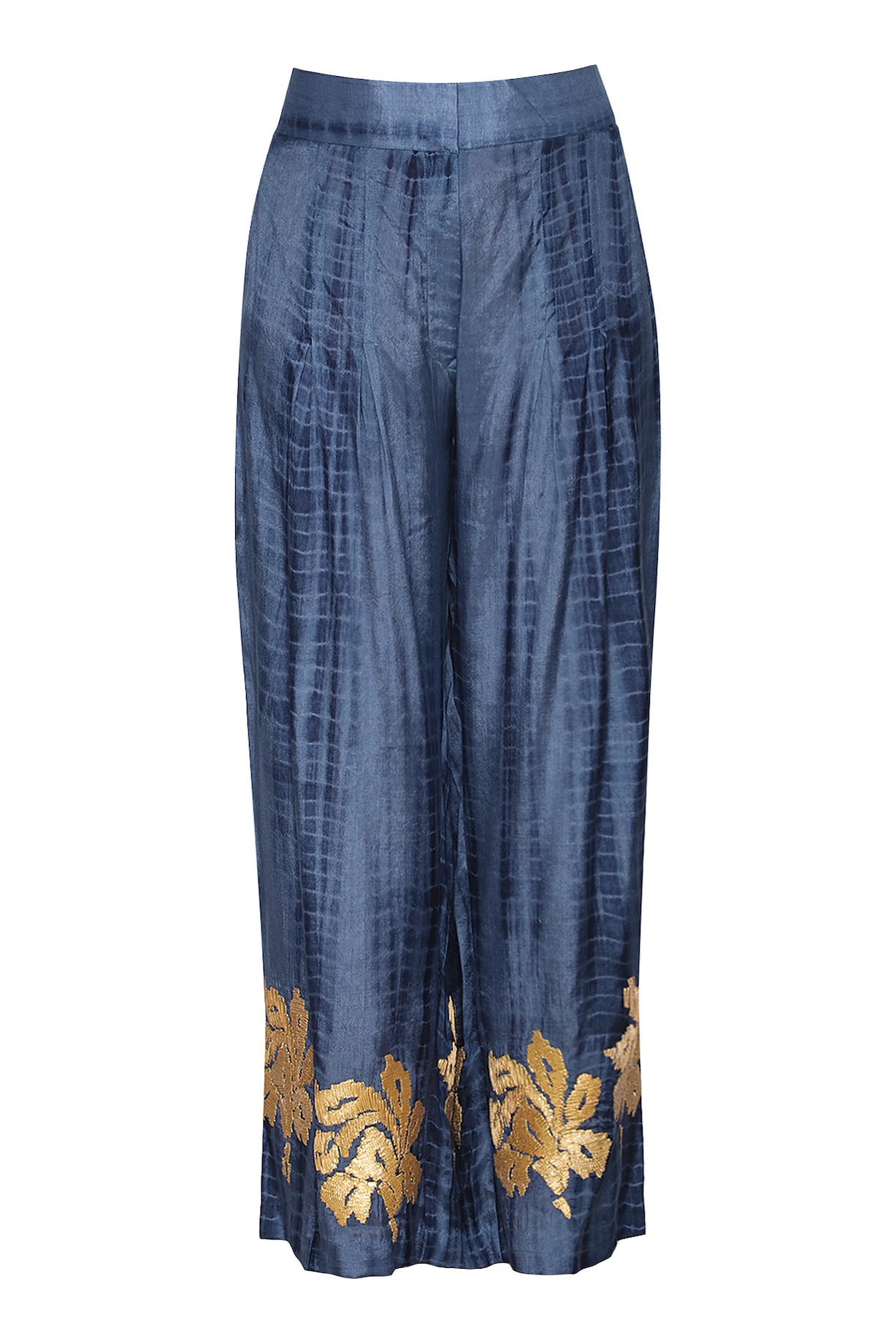 Women  Navy Blue Embroidered A-Line Kurta Trousers Set