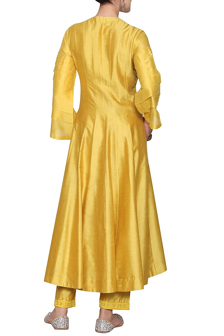Mustard embroidered anarkali set available only at Pernia's Pop Up Shop.