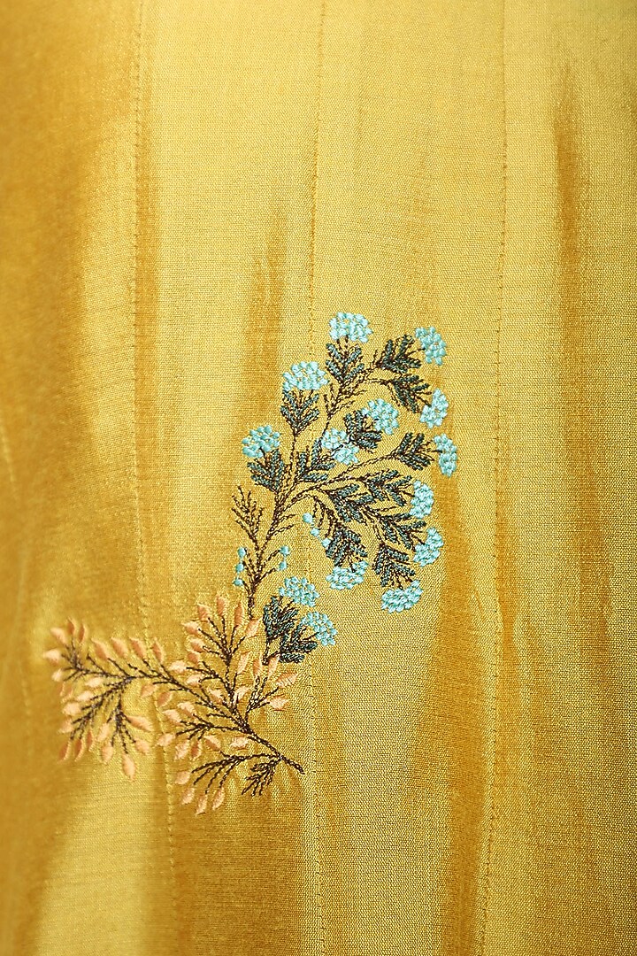 Mustard embroidered anarkali set available only at Pernia's Pop Up Shop.